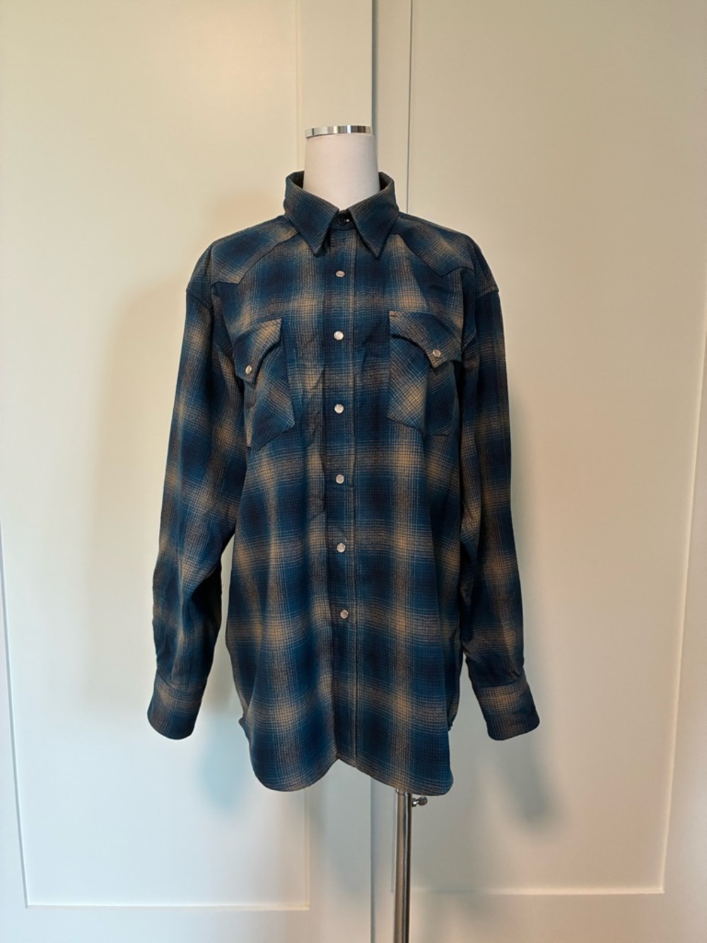 Pendleton Blue Plaid Wool Button-Up Shirt